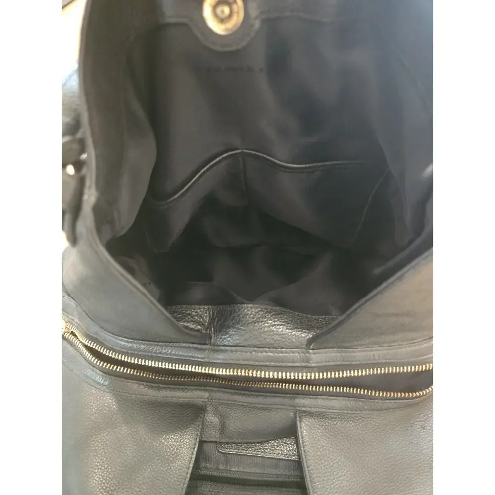 Coach Black Polished Pebble Leather Edie 31 Shoulder Bag Gold Hardware